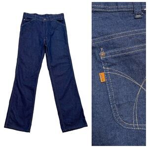 VTG 80s Levi’s Skosh More Room Orange Tab Jeans USA Straight Dark Wash 32x32